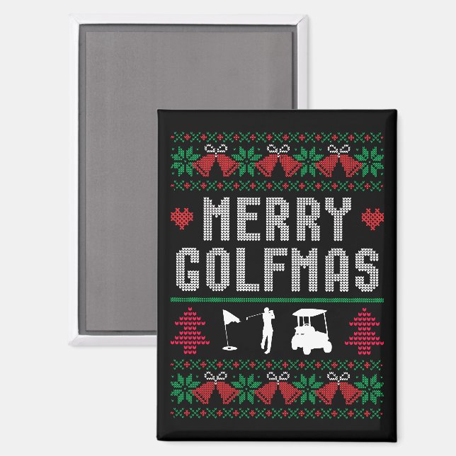 Merry Golfmas Golf Golfing Golfer Ugly Christmas  Magnet (Front/Back)