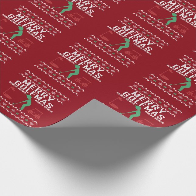 Merry Golfmas Golf Ugly Christmas Sweater Wrapping Paper (Corner)
