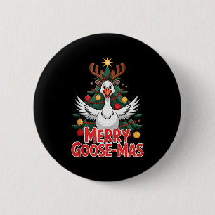 Merry Goose-mas Reindeer Antlers Funny Christmas G 2 Inch Round Button