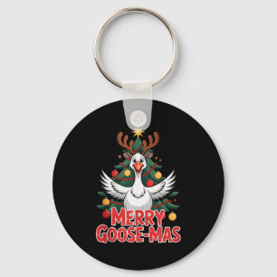 Merry Goose-mas Reindeer Antlers Funny Christmas G Keychain