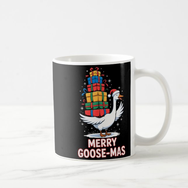 Merry Goose-mas With Xmas Funny Christmas Goose  Coffee Mug (Right)