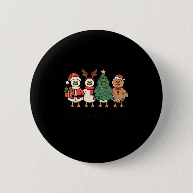 Merry Goose On The Loose Funny Christmas Silly Hum 2 Inch Round Button (Front)