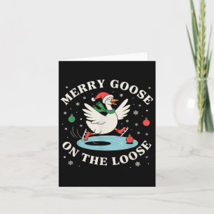 Merry Goose On The Loose Funny Christmas Silly Hum Card
