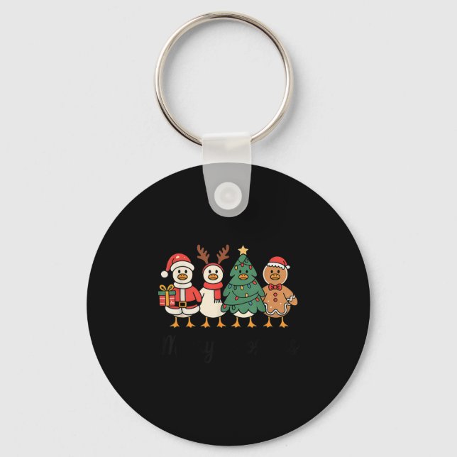 Merry Goose On The Loose Funny Christmas Silly Hum Keychain (Front)