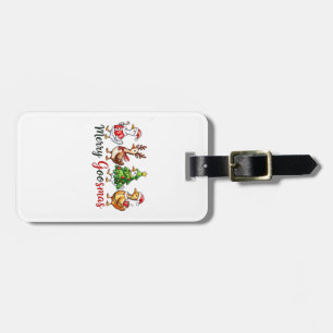 Merry Goosemas Christmas Goose Wearing Santa Hat Luggage Tag