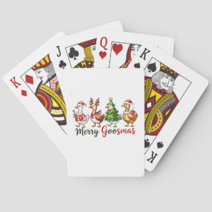  Merry Goosemas Christmas Goose Wearing Santa Hat Playing Cards