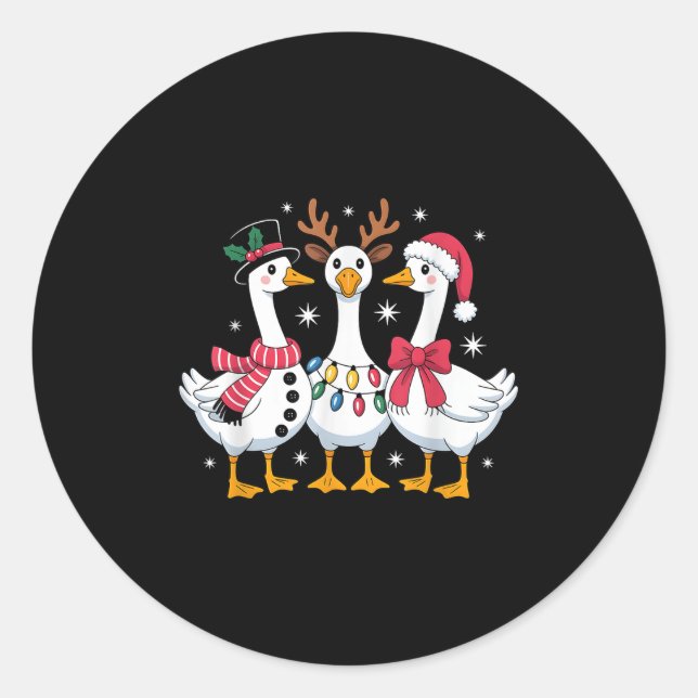 Merry Goosemas Christmas Silly Goose Xmas Lights M Classic Round Sticker (Front)
