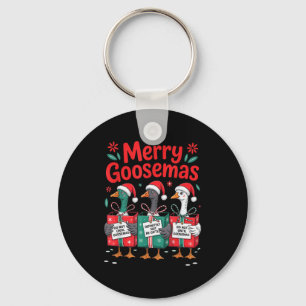 Merry Goosemas Christmas Xmas Holiday Present Wome Keychain