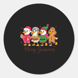 Merry Goosemas Cute Festive Goose Christmas Classic Round Sticker