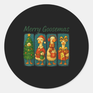 Merry Goosemas Funny Festive Goose Brushstroke Chr Classic Round Sticker