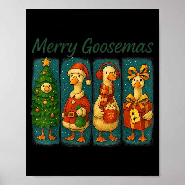 Merry Goosemas Funny Festive Goose Brushstroke Chr Poster (Front)