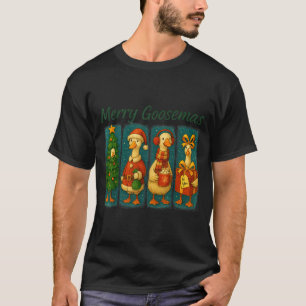 Merry Goosemas Funny Festive Goose Brushstroke Chr T-Shirt