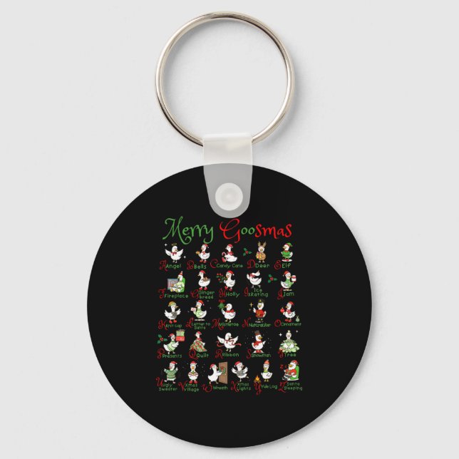 Merry Goosmas Christmas Silly Goose A To Z Cute De Keychain (Front)