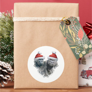 Merry Gorilla Christmas Classic Round Sticker