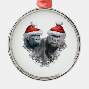 Merry Gorilla Christmas Metal Ornament