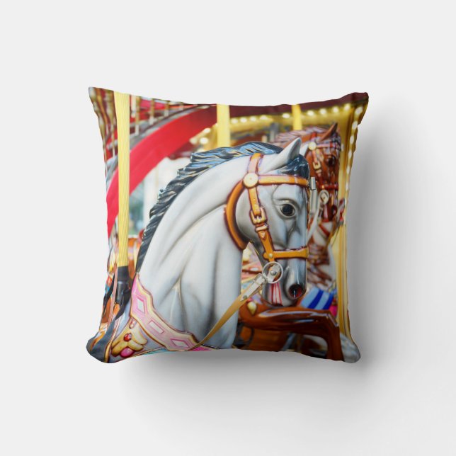 Merry-goRound Carnival Horse Series 41 Throw Pillow (Front)