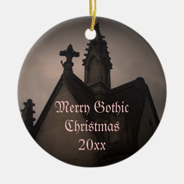 Merry Gothic Christmas crypt ornament (Front)