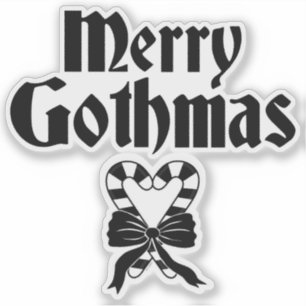 Merry Gothmas Black and White Candy Cane Heart