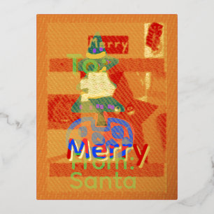 Merry Green Name Christmas  Foil Holiday Postcard
