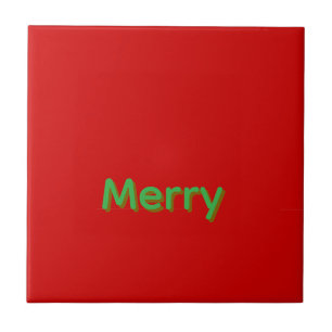 Merry Green Name on Red Tile