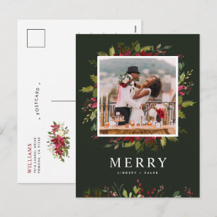 Merry Greenery   Editable Colours Photo Holiday Postcard