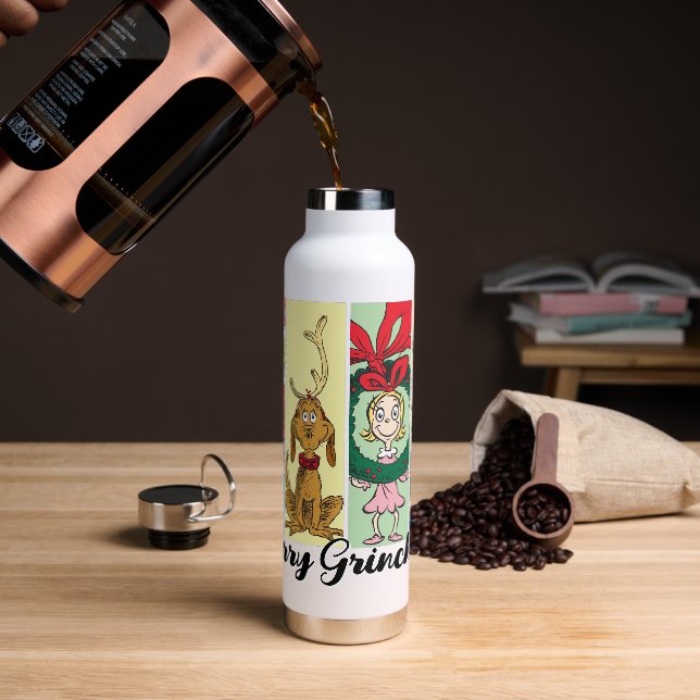 Merry Grinchmas Holiday Collage Water Bottle (Coffee)