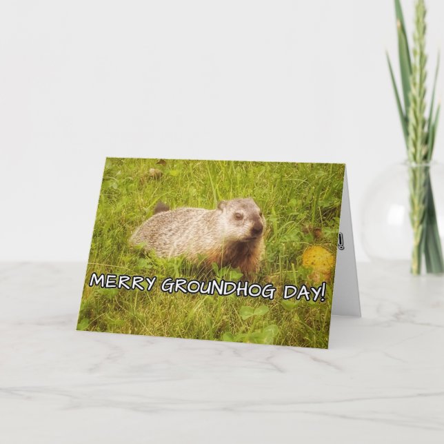 Merry Groundhog Day Greeting Card (Front)