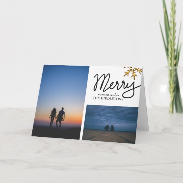 Merry Handwritten Holiday Script Two Photo (Front)