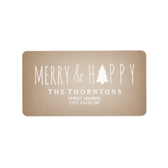 Merry & Happy Cardstock Christmas Tree Address