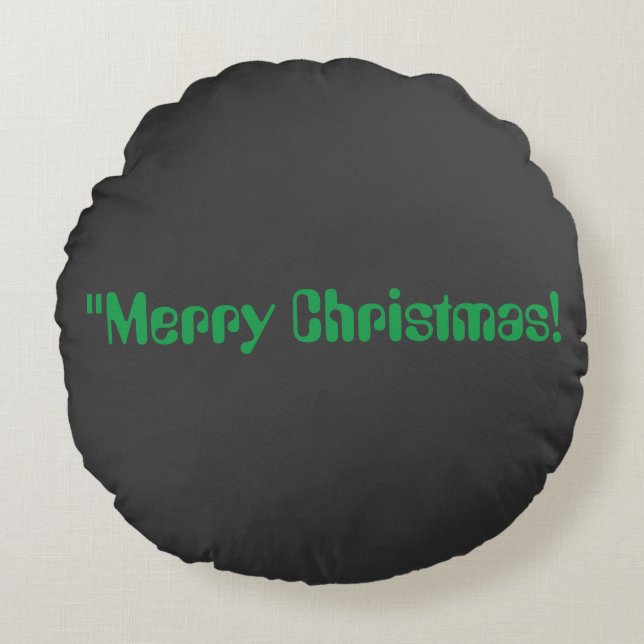 Merry Happy Christmas Celebration Grade A Cotton Round Pillow (Front)