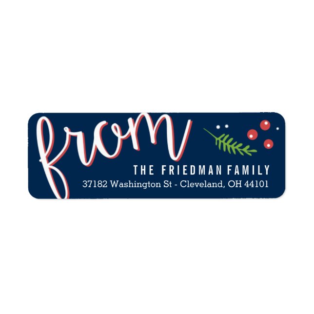 Merry Happy Editable Colour Holiday Return Address (Front)