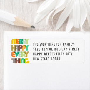 Merry Happy Everything Colourful Typography Addres