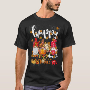 Merry Happy Hallothanksmas Gnomes Halloween Thanks T-Shirt