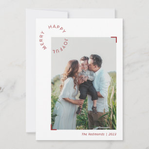 Merry Happy Joyful Personalized Photo Holiday Card