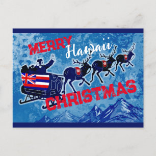 Merry Hawaii flag Christmas postcard