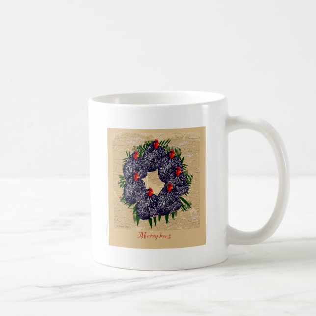 merry hens wreath gifts coffee mug (Right)
