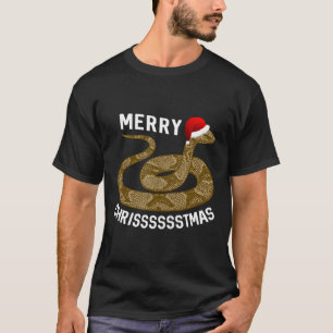 Merry Hissmas Christmas Santa Hat Copperhead Snake T-Shirt