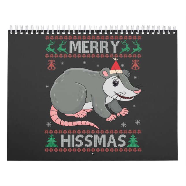 Merry Hissmas Funny Ugly Xmas Sweater Opossum Gift Calendar (Cover)