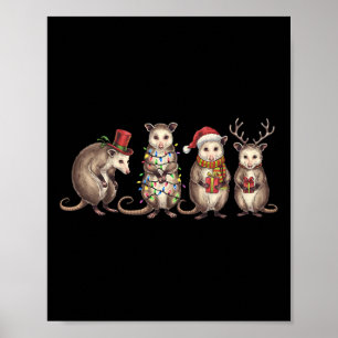 Merry Hissmas Opossum Christmas Santa Hat Xmas Lig Poster