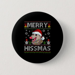 Merry Hissmas Ssum Christmas Ossum Lover Ugly Swea 2 Inch Round Button