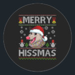 Merry Hissmas Ssum Christmas Ossum Lover Ugly Swea Classic Round Sticker<br><div class="desc">Merry Hissmas Ssum Christmas Ossum Lover Ugly Sweater</div>