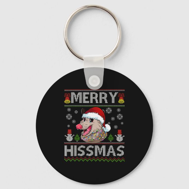 Merry Hissmas Ssum Christmas Ossum Lover Ugly Swea Keychain (Front)