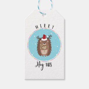 merry hog mas hedgehog funny joke christmas gift tags