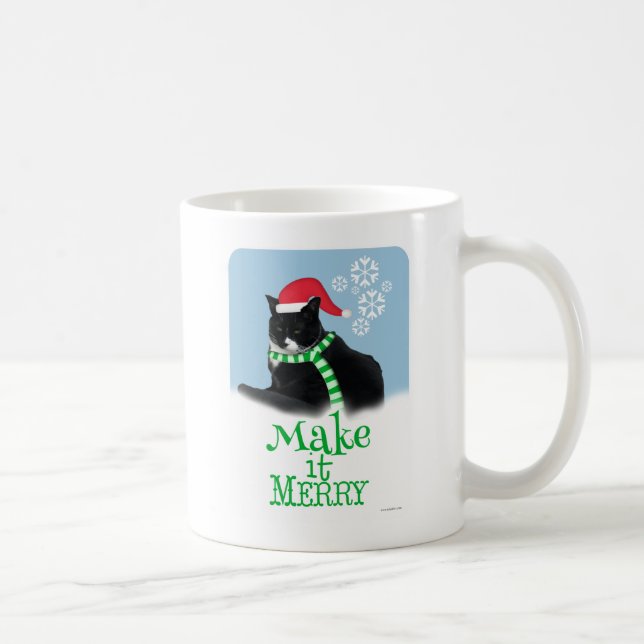 Merry Holiday Cat Coffee Mug (Right)