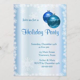 Merry  Holiday Party on Ice-blue Invitation