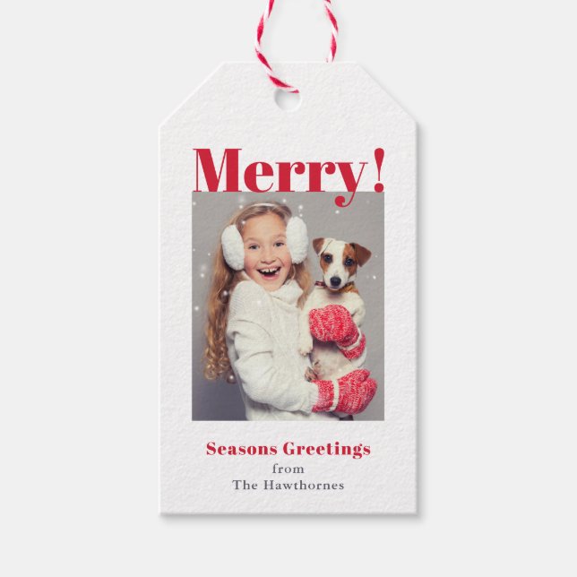 Merry Holiday Photo Gift Tags (Front)