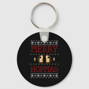 Merry Hopmas Funny Beer Ugly Christmas  Keychain