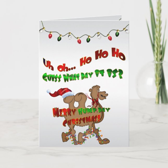 Merry Hump Day Christmas Camel HO HO HO 2 Holiday Card (Front)