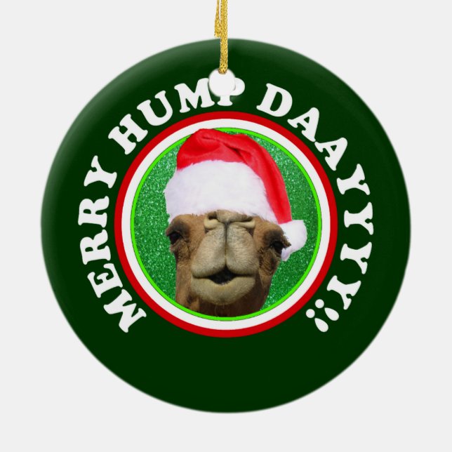 Merry Hump Day Christmas Tree Ornament (Back)