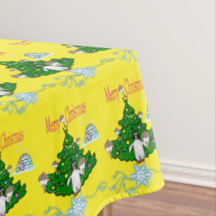 Merry Ice Cream Christmas Tablecloth, Penguin  Tablecloth